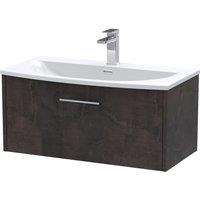 Hudson Reed Juno 800mm Wall Hung 1 Drawer Vanity & Curved Basin - Metallic Slate, Silver
