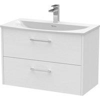 Hudson Reed Juno 800mm Wall Hung 2 Drawer Vanity & Curved Basin - White Ash, White