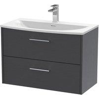 Hudson Reed Juno 800mm Wall Hung 2 Drawer Vanity & Curved Basin - Graphite Grey, Grey