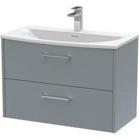 Hudson Reed Juno 800mm Wall Hung 2 Drawer Vanity & Curved Basin - Coastal Grey, Grey