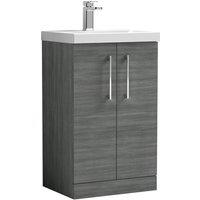 Nuie Arno 500mm Floor Standing 2 Door Vanity & Mid-Edge Basin Anthracite, Grey