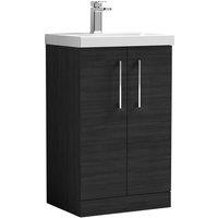 Nuie Arno 500mm Floor Standing 2 Door Vanity & Mid-Edge Basin Charcoal Black, Black