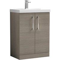 Nuie Arno 600mm Floor Standing 2 Door Vanity & Mid-Edge Basin Solace Oak, Brown