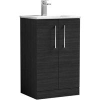 Nuie Arno 500mm Floor Standing 2 Door Vanity & Minimalist Basin Charcoal Black, Black