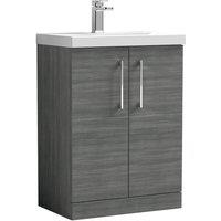Nuie Arno 600mm Floor Standing 2 Door Vanity & Mid-Edge Basin Anthracite, Grey