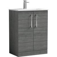 Nuie Arno 600mm Floor Standing 2 Door Vanity & Minimalist Basin Anthracite, Grey