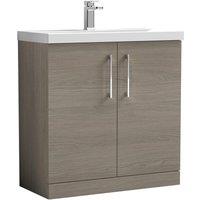Nuie Arno 800mm Floor Standing 2 Door Vanity & Thin-Edge Basin Solace Oak, Brown