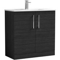 Nuie Arno 800mm Floor Standing 2 Door Vanity & Minimalist Basin Charcoal Black, Black