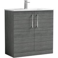 Nuie Arno 800mm Floor Standing 2 Door Vanity & Minimalist Basin Anthracite, Grey