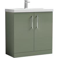 Nuie Arno 800mm Floor Standing 2 Door Vanity & Mid-Edge Basin Satin Green, Green