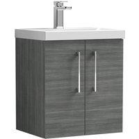 Nuie Arno 500mm Wall Hung 2 Door Vanity & Thin-Edge Basin Anthracite, Grey