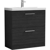 Nuie Arno 800mm Floor Standing 2 Drawer Vanity & Thin-Edge Basin Charcoal Black, Black