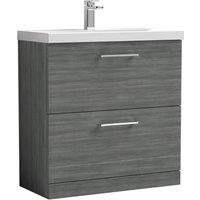 Nuie Arno 800mm Floor Standing 2 Drawer Vanity & Mid-Edge Basin Anthracite, Grey