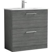 Nuie Arno 800mm Floor Standing 2 Drawer Vanity & Minimalist Basin Anthracite, Grey