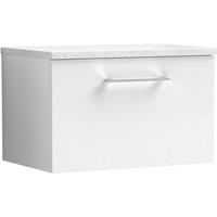 Nuie Arno 600mm Wall Hung 1 Drawer Vanity & Sparkling White Laminate Top Gloss White, White