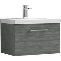 Nuie Arno 600mm Wall Hung 1 Drawer Vanity & Thin-Edge Basin Anthracite, Grey