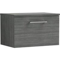 Nuie Arno 600mm Wall Hung 1 Drawer Vanity & Worktop Anthracite, Grey