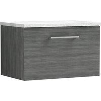 Nuie Arno 600mm Wall Hung 1 Drawer Vanity & Sparkling White Laminate Top Anthracite, Grey