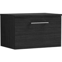 Nuie Arno 600mm Wall Hung 1 Drawer Vanity & Worktop Charcoal Black, Black
