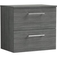 Nuie Arno 600mm Wall Hung 2 Drawer Vanity & Worktop Anthracite, Grey