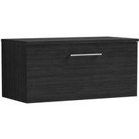 Nuie Arno 800mm Wall Hung 1 Drawer Vanity & Worktop Charcoal Black, Black