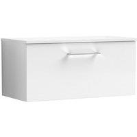 Nuie Arno 800mm Wall Hung 1 Drawer Vanity & Worktop Gloss White, White