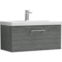 Nuie Arno 800mm Wall Hung 1 Drawer Vanity & Thin-Edge Basin Anthracite, Grey
