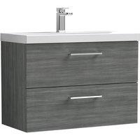 Nuie Arno 800mm Wall Hung 2 Drawer Vanity & Thin-Edge Basin Anthracite, Grey
