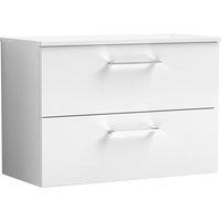 Nuie Arno 800mm Wall Hung 2 Drawer Vanity & Worktop Gloss White, White