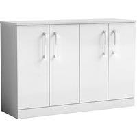 Nuie Arno 1200mm Floor Standing 4 Door Vanity & Worktop Gloss White, White