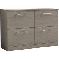Nuie Arno 1200mm Floor Standing 4 Drawer Vanity & Worktop Grey Vicenza Oak, Grey