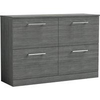 Nuie Arno 1200mm Floor Standing 4 Drawer Vanity & Worktop Anthracite Woodgrain, Grey