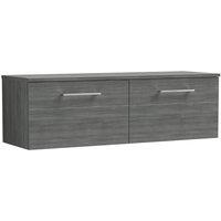Nuie Arno 1200mm Wall Hung 2 Drawer Vanity & Worktop Anthracite, Grey