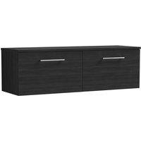 Nuie Arno 1200mm Wall Hung 2 Drawer Vanity & Worktop Charcoal Black, Black