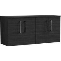 Nuie Arno 1200mm Wall Hung 4 Door Vanity & Worktop Charcoal Black, Black