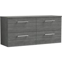Nuie Arno 1200mm Wall Hung 4 Drawer Vanity & Worktop Anthracite, Grey