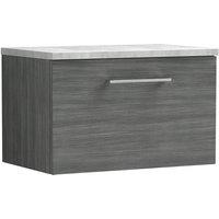 Nuie Arno 600mm Wall Hung 1 Drawer Vanity & Bellato Grey Laminate Top Anthracite, Grey