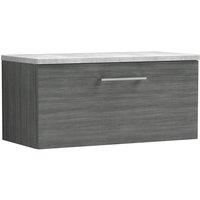 Nuie Arno 800mm Wall Hung Single Drawer Vanity & Bellato Grey Laminate Top Anthracite, Grey