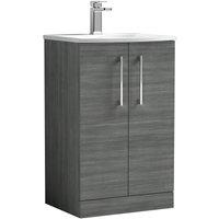 Nuie Arno 500mm Floor Standing 2 Door Vanity & Curved Basin Anthracite, Grey