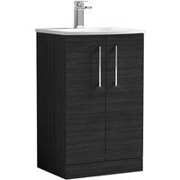 Nuie Arno 500mm Floor Standing 2 Door Vanity & Curved Basin Charcoal Black, Black