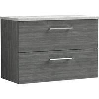 Nuie Arno 800mm Wall Hung 2 Drawer Vanity & Bellato Grey Laminate Top Anthracite, Grey
