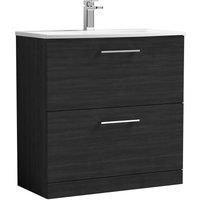 Nuie Arno 800mm Floor Standing 2 Drawer Vanity & Curved Basin Charcoal Black, Black