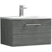 Nuie Arno 600mm Wall Hung 1 Drawer Vanity & Curved Basin Anthracite, Grey