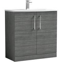 Nuie Arno 800mm Floor Standing 2 Door Vanity & Curved Basin Anthracite, Grey