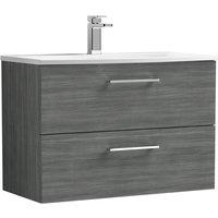 Nuie Arno 800mm Wall Hung 2 Drawer Vanity & Curved Basin Anthracite, Grey