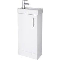 Nuie Vault 400mm Floor Standing Cabinet & Basin - Gloss White, White