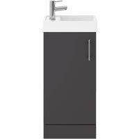 Nuie Vault 400mm Floor Standing Cabinet & Basin - Gloss Grey, Grey