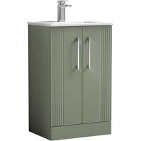 Nuie Deco 500mm Floor Standing 2 Door Vanity & Basin 2 - Satin Reed Green, Green
