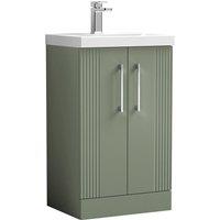 Nuie Deco 500mm Floor Standing 2 Door Vanity & Basin 3 - Satin Reed Green, Green