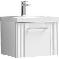 Nuie Deco 500mm Wall Hung Single Drawer Vanity & Basin 3 - Satin White, White